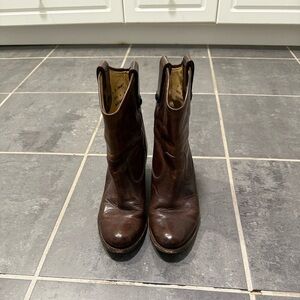 Frye Dark Brown Leather Mid-Calf Boots